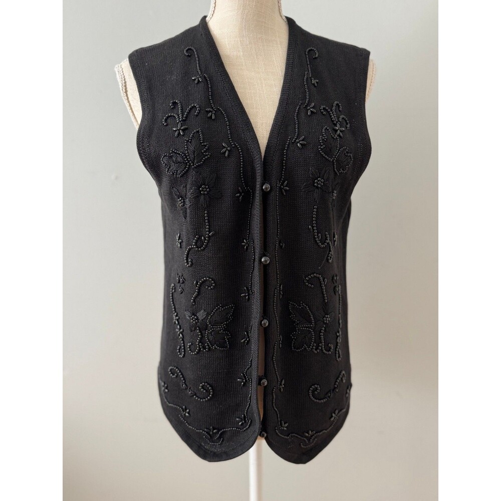 Requirements Women's Beaded Embroidered Sweater Vest Size M